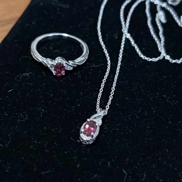 Ofiki Rubellite & Diamond Ring and Pendant Necklace - Picture 6 of 13
